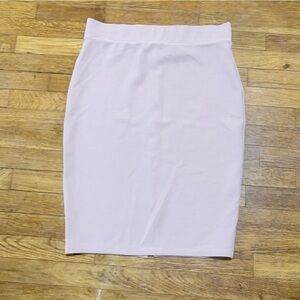 Stretch Ribbed Pencil Skirt in Light Pink